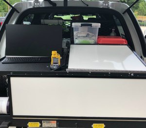 Decon totes are currently carried on both the command and safety vehicles. Inside they contain a box of 55-gallon trash bags (for dirty hoods and gear), clean replacement flash hoods, and a container of baby wipes. Baby wipes are also carried on every engine company.
