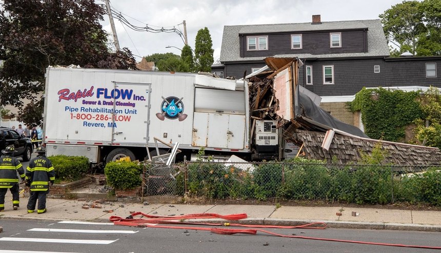This photo shows the damage after Nathan Allen crashed the box truck into a house.