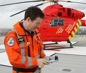 Paramedics are testing a handheld device to detect brain bleeding (Image courtesy London Air Ambulance)
