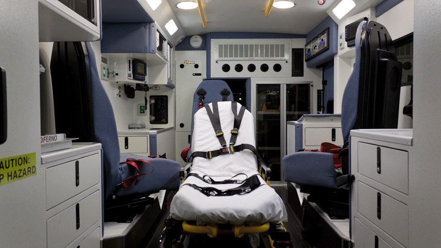 An example of a safer ambulance design that offers better positioning for patients and providers.