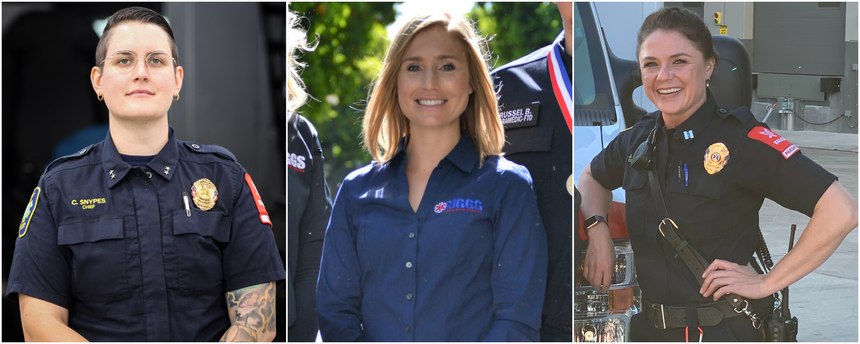 Left to right: Falck Northern California Director and Chief of EMS Carolina Snypes; Riggs (Calif.) Ambulance Service Executive Director Carly Alley; and Falck Alameda County EMS Capt. Julie Beach.