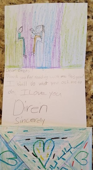 A letter Major Ivey received from one of the children he mentored as part of the Lead to Read program.