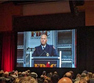 Brian Brush – chief of training for the Midwest City (Oklahoma) Fire Department – gave a powerful keynote presentation at Thursday's FDIC 2023 Opening Ceremonies.