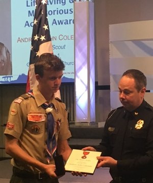 Andrew, J.T.'s son received recognition from the Boy Scouts of America for his actions on that fateful day.