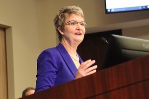 Janeé Hanzlick was one of four county commissioners to vote in favor of issuing voluntary reopening guidance to the public after Gov. Kelly announced the state would no longer be enforcing its own. Image: Jocogov.org