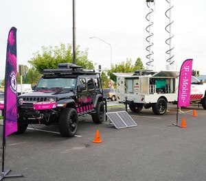 T-Mobile's SatCOLT disaster response vehicles in action.