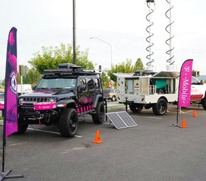 T-Mobile's SatCOLT disaster response vehicles in action.