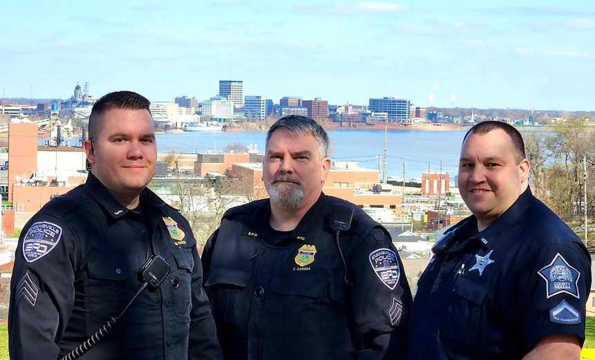 Sgt. Matt Karges, left, with his dad, Sgt. Ted Karges, Sr., middle, and his brother, Ted Karges, Jr.
