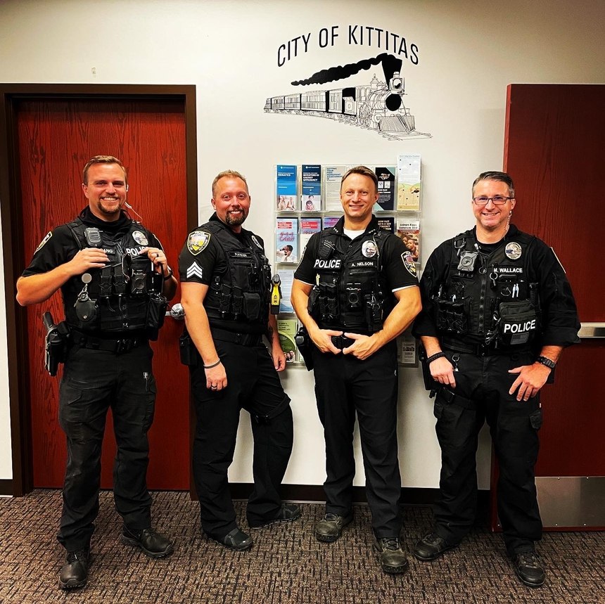 Chief Aaron Nelson (pictured second from right) believes the new shift schedule solves officer health and wellness issue issues and creates longevity in the career.