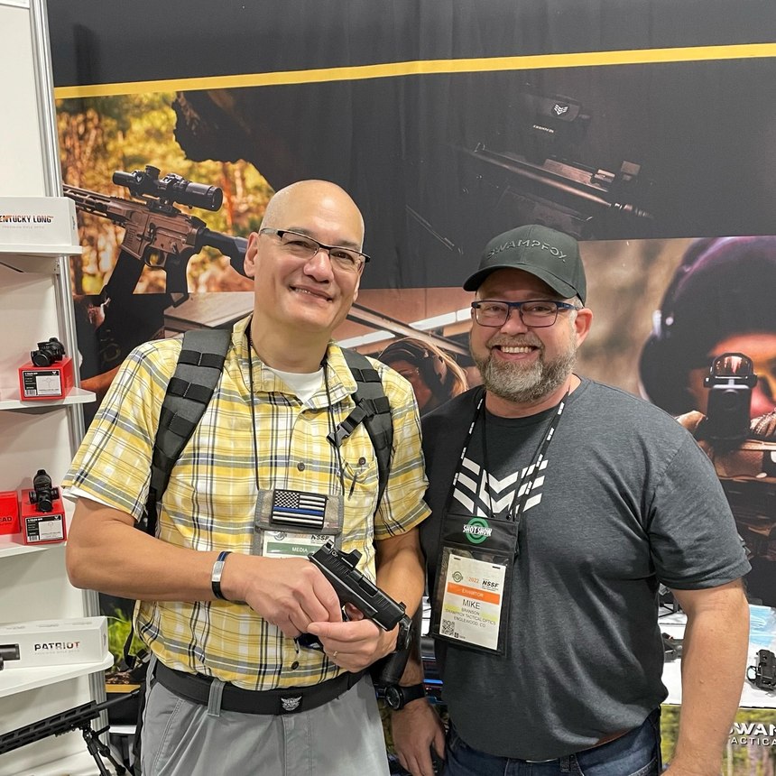 At SwampFox Optics, Lindsey talked to Mike Branson about using red dot sights for law enforcement. A former attorney, Branson explained that the use of optics could be considered more legally defensible because of the manner in which they are employed.