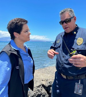 Dr. Moore-Merrell traveled to Hawaii to meet with local officials and assess the damage from the wildfire.