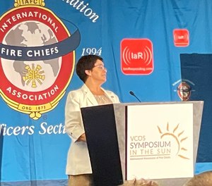 Dr. Lori Moore-Merrell, the newly installed U.S. fire administrator, speaks at the VCOS Symposium in the Sun event.