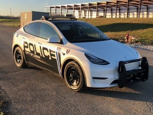 Logan Police Department’s Tesla Model Y.