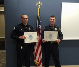 Little Rock police officers Palmer and Morris were recognized for their life-saving treatment of a shooting victim (Image courtesy Little Rock Police)