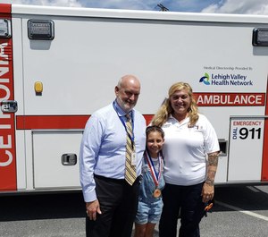 She gave herself a bit of advice she learned from watching rescue videos on YouTube with her brother and sister: Stay calm. (Photo/Cetronia Ambulance Corps)