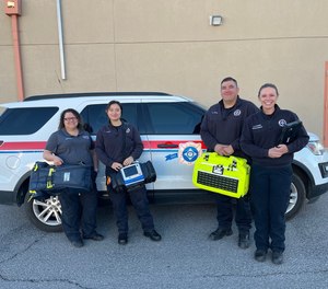 Left to right: Mendy Fowler, LMSW; Korina Jimenez, FF-EMTP; Mychal Torres, FF-EMTP; Allison Stoner, LMSW