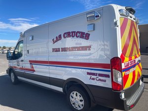 LCFD uses three differnet types of resposne units: Ford Explorers, Type II ambulance (shown above) and transit van with wheelchair lift.