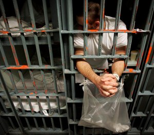 Crowded conditions at the Men's Central Jail in downtown Los Angeles sometimes forces inmates to sleep on the floor when the population swells above maximum capacity.