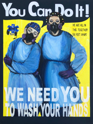 Through her series, Bergen hoped to elevate the importance of appreciating the workers on the front lines whose jobs help more people stay home and stop the spread, particularly females.