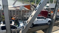 1 person injured, 4 cows dead in 5-vehicle crash on Mo. bridge