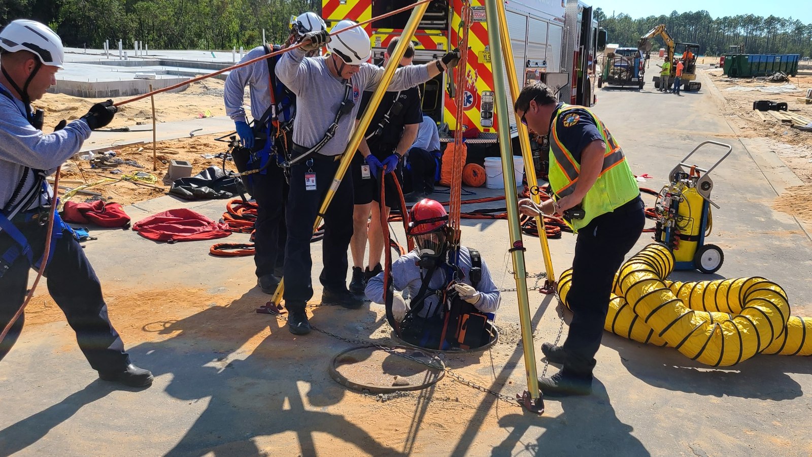 Fla. firefighters rescue man who fell 20 feet down manhole