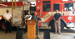 New Orleans Mayor Latoya Cantrell announces the city's SAFER Grant award at a Sept. 8 press conference. Image: Facebook