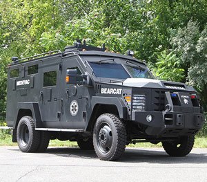 The truck is built to military specifications with steel construction.
