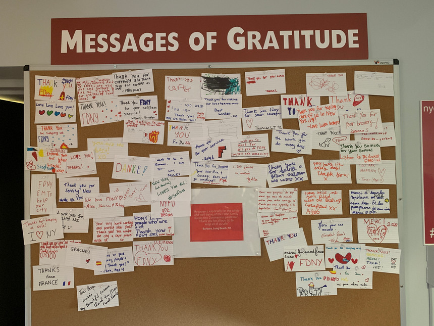 Museum visitors can add their messages of appreciation and support for EMS by adding a card to a gratitude wall.