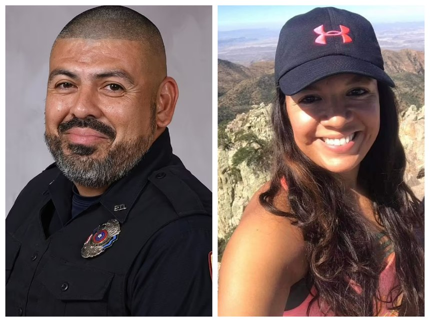  Officer Ruben Ruiz, left, and slain teacher Eva Mireles.