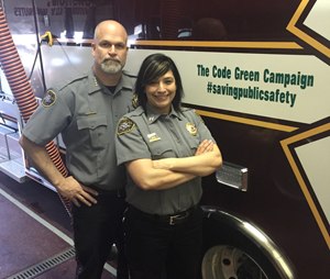 Capt. Monique Rose and Chief Pat Songer, Humboldt General Hospital EMS, show their support for emergency responder safety.
