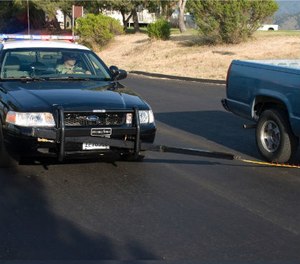 MobileSpike is mounted to the front bumper of the squad car. (Courtesy MobileSpike)