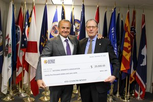 Henry Repeating Arms CEO and Founder Anthony Imperato (left) with National Sheriffs’ Association Executive Director and CEO Jonathan Thompson (right) at the organization’s offices in Alexandria, VA.