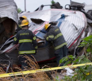 Scene of the Amtrak train derailment in Philadelphia in 2015.