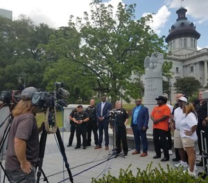 The Richland County Sheriff’s Department publicly pledged “to do no harm” to the communities they serve during a press conference on the grounds of the South Carolina State House in Columbia, Tuesday, May 3.