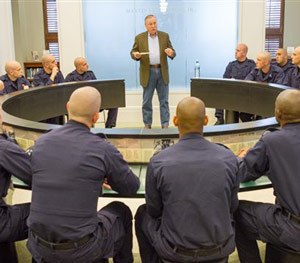 Nashville Police Chief Steve Anderson addresses the recruits during a program at the downtown library on the history of civil rights in Nashville.