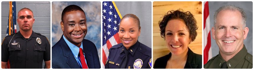 Recent new authors on Police1 (from left to right): Sergeant Matt Cobb, Coach Paul Conor, Ph.D., Lt. Miriam Foxx, Janay Gasparini, Ph.D., and Lt. Mike McHenry.