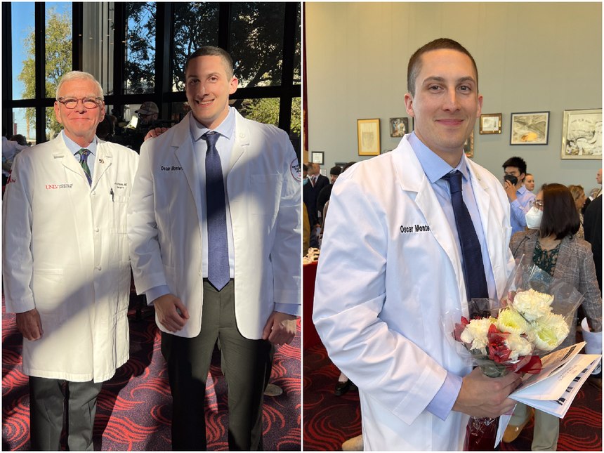 Monterossa at his White Coat Ceremony with Dr. John Fildes, the "Father of Trauma in Southern Nevada."