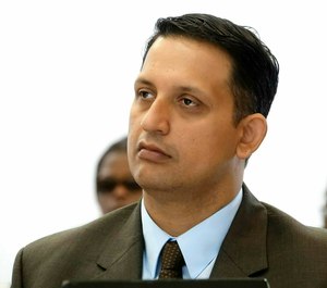 Nouman Raja listens to testimony during his trial in West Palm Beach, Fla. (Lannis Waters/Palm Beach Post via AP, Pool)