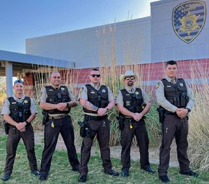 Deputy Roberto Hernandez, Corporal Moises Sanchez, Corporal Kyle Blakely, Deputy Jonathan Warlick and Deputy Daniel Pierpont wear their custom load-bearing vests from BlueStone Safety.