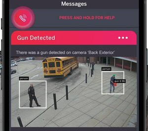 Omnilert SMS and App notifications feature rich situational intelligence of suspected gun detections for human verification, that could be either Omnilert’s monitoring centers or the customer’s security operations center. Automated response and lock-down scenarios can be activated at the touch of a button. These customized plans could include lock doors, notify police, alert all students and staff onsite and provide real-time location and details of the shooter to first responders.