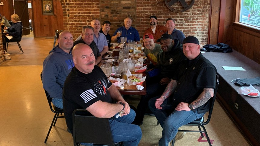 The Facebook page "Brotherhood, the Fire Officer and the Senior Man" posted: Ott’s was a nightly event and this picture was taken on Friday after a long week of class. Good group of firefighters right there!!