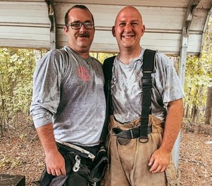 "I had cinched up my turnout gear as much as I could, but after losing 50 lbs., I looked like a little kid wearing his dad’s suit for dress-up," Clark said.