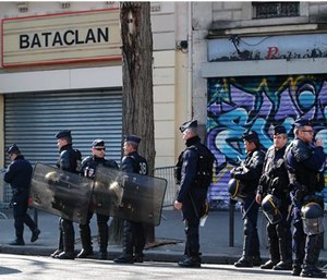 French lawmakers leading an investigation into the Nov. 13 attacks and some of the first responders at the Bataclan concert hall that night returned Thursday to re-enact the horror that left a total of 130 people dead across Paris. (AP Photo/Michel Euler)
