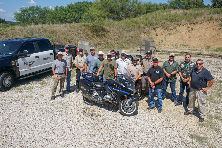 The following personnel attended the testing Bill Davison, Owner of Tac Pro Shooting Center; Monte Long, XS Sights/firearms instructor at Tac Pro; Mike Moore, FWPD firearms range instructor; Henry DeVilliers, ISBI Armor North American sales rep; Scott Beal, Dana Safety Supply sales consultant; Raymond Cervantes, FWPD Photographer; Nathan Fox, TX DPS Motorcycle Sergeant; Kirk Driver, FWPD Motorcycle Unit Captain; Wade Walls, FWPD Motorcycle Unit Lieutenant; Pablo Mendoza, FWPD Motorcycle Unit Sergeant; Jon Bayer, FWPD Motorcycle Unit Sergeant; Ken Bretches, FWPD Motorcycle Unit Instructor; Clint Wheeler, FWPD Motorcycle Unit Instructor; Scott Weir, FWPD Motorcycle Unit Instructor; Aaron Estep, FWPD Motorcycle Unit Instructor; Mike Richey, FWPD Motorcycle Unit Instructor; Zach Gibson, FWPD Motorcycle Unit Officer; Jason Caffey, FWPD Motorcycle Unit Officer.