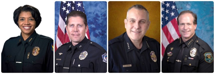 Phoenix Chief Jeri Williams, Mesa Assistant Chief Ed Wessing, Sedona Chief Charles Husted and Glendale Chief Chris Brigg.