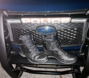 The author's wear-test boots, after a night shift spent apprehending an armed felony suspect.