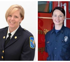 Left to right: Angela Hughes, captain at the Baltimore County (Maryland) Fire Department and president of iWomen, and Amy Hanifan, shift captain at the McMinnville (Oregon) Fire Department and vice president of iWomen.