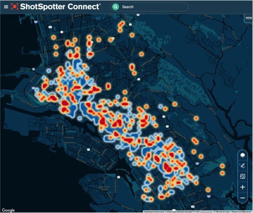 Connect's New Dosing Heatmap Shows Where Officers SpentDirected Patrol Time (Blue) Relative To Assigned Patrol Areas (Red)