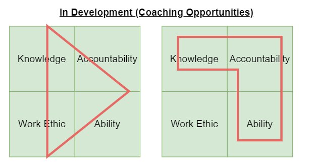 These blocks can be rearranged to fit any coaching or development of an officer's needs. This model helps individuals visually understand what needs to be developed. 