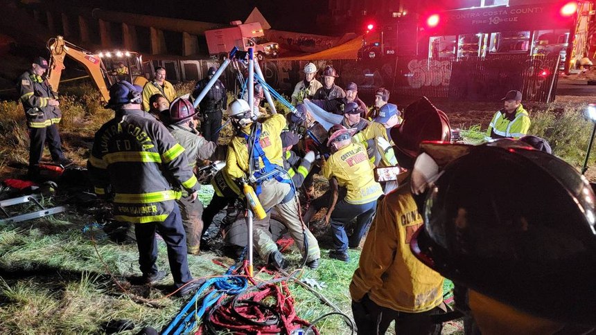 A man in his 30s told firefighters he was trapped two days in a 16-inch storm drain in Antioch, California, rescuers say. 